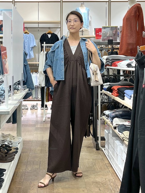 GLOBAL WORK　シャーリング　オールインワン　　　ブラック　★Lサイズ★ GLOBAL WORK シャーリング オールインワン ブラック ☆Lサイズ