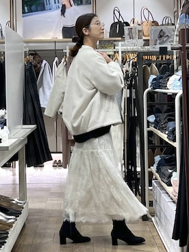 「アイテム（ノーカラーコート）」を使った、nibakeryさん（レディース・168cm）の秋コーディネート