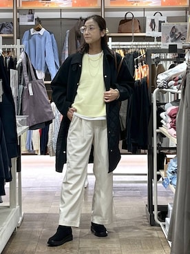 「アイテム（ステンカラーコート）」を使った、nibakeryさん（レディース・168cm・40代）の冬コーディネート