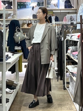 「アイテム（テーラードジャケット）」を使った、nibakeryさん（レディース・168cm・40代）の秋コーディネート