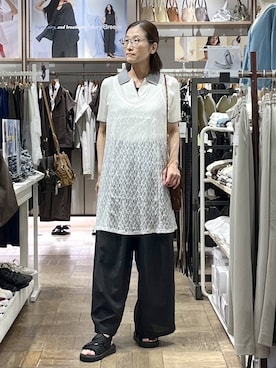 「GLOBAL WORK（グローバルワーク）のステンレス2連ロングネックレス/583501（ネックレス、ゴールド系）」を使った、nibakeryさん（レディース）の夏コーディネート