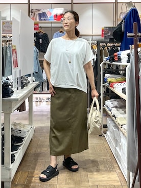 「WING（ウイング）のWingコラボ/Fffit エフィット/カップ付きタンク/291148（タンクトップ）」を使った、nibakeryさん（レディース・168cm・40代）の夏コーディネート