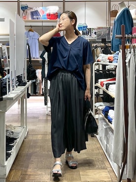 「アイテム（Tシャツ/カットソー）」を使った、nibakeryさん（レディース・168cm・40代）の夏コーディネート