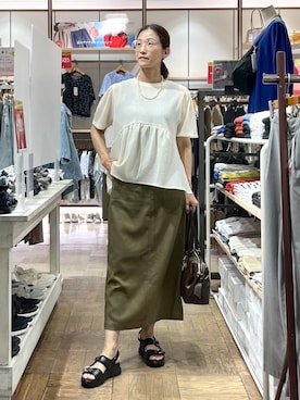 「アイテム（ボストンバッグ）」を使った、nibakeryさん（レディース・168cm・40代）の夏コーディネート