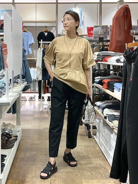 「アイテム（イエロー系）」を使った、nibakeryさん（レディース・168cm・40代）の秋コーディネート