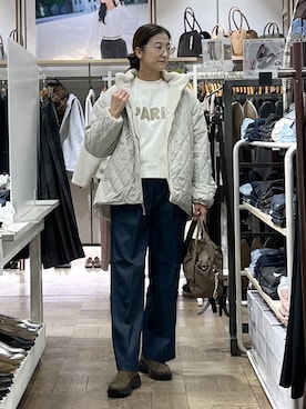 「アイテム（ヘアアクセサリー）」を使った、nibakeryさん（レディース・168cm・40代）の秋コーディネート