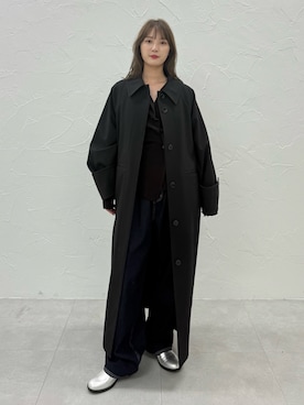 「アイテム（その他アウター、ブラック系）」を使った、MALINAさん（レディース・158cm）の秋コーディネート