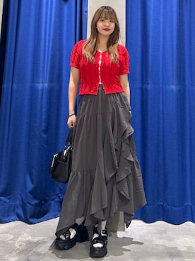 「PAGEBOY（ページボーイ）のジグフリティアードスカート（スカート、グレー系）」を使った、アイさん（レディース・154cm）の春コーディネート