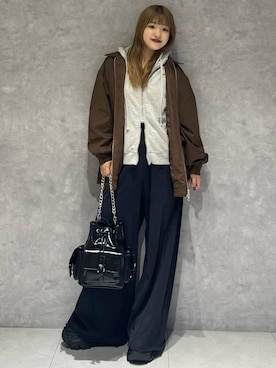 「PAGEBOY（ページボーイ）のサイドタックルーズウラケパンツ/イージーパンツ【4color・2size】（スウェットパンツ）」を使った、アイさん（レディース・154cm）の秋コーディネート