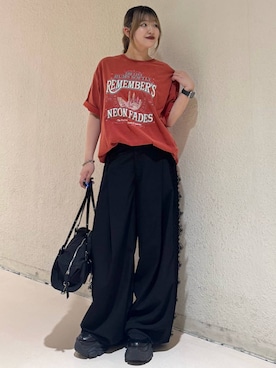 「PAGEBOY（ページボーイ）のレースアップソックスブーツ（ブーツ、ブラック系）」を使った、アイさん（レディース・154cm）の春コーディネート