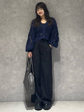 「アイテム（ボストンバッグ、グレー系）」を使った、アイさん（レディース・154cm）の秋コーディネート