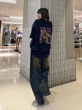 「PAGEBOY（ページボーイ）のレースアップソックスブーツ（ブーツ、ブラック系）」を使った、アイさん（レディース・154cm）の夏コーディネート