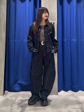 「PBLIM（ページボーイリム）の《UNISEX》フラップポケットデニム（デニムパンツ、ブラック系）」を使った、アイさん（レディース・154cm）の夏コーディネート