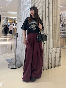 「PAGEBOY（ページボーイ）の【2WAY仕様】スタッズミニボストンバッグ（ショルダーバッグ、ブラック系）」を使った、アイさん（レディース・154cm）の夏コーディネート