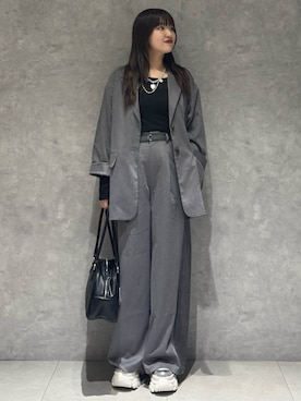 「PAGEBOY（ページボーイ）の【セットアップ対応】チェックMIXジャケット 《2サイズ展開》（テーラードジャケット）」を使った、アイさん（レディース・154cm）の秋コーディネート