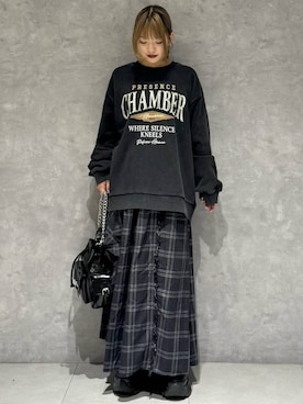 「PAGEBOY（ページボーイ）のラインフリンジティアードスカート/フリルスカート【ウエストゴム・ストレスフリー】（スカート）」を使った、アイさん（レディース・154cm）の秋コーディネート