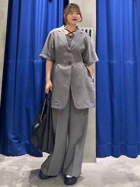 「PAGEBOY（ページボーイ）のトライアングルBAG（トートバッグ、ブラック系）」を使った、アイさん（レディース・154cm）の春コーディネート