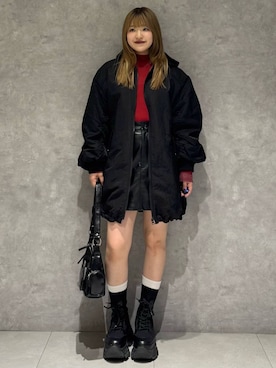 「PAGEBOY（ページボーイ）のモンスターパーカーコート【フード取り外し可能・軽量】（ブルゾン）」を使った、アイさん（レディース・154cm）の冬コーディネート