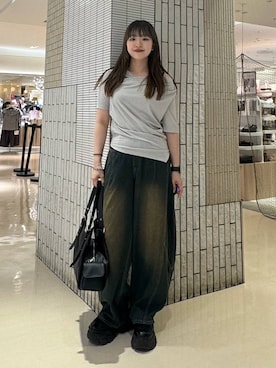 「PAGEBOY（ページボーイ）のプラットチャンキースニーカー（スニーカー、ブラック系）」を使った、アイさん（レディース・154cm）の夏コーディネート