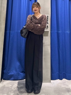 「PAGEBOY（ページボーイ）のカップツキFITキャミ（キャミソール、ブラック系）」を使った、アイさん（レディース・154cm）の春コーディネート