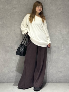 「PAGEBOY（ページボーイ）の【選べる着丈/前後2WAY/マシンウォッシャブル】マルチWAYネックプルオーバー/ニット（ニット/セーター）」を使った、アイさん（レディース・154cm）の秋コーディネート