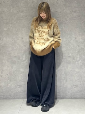 「PAGEBOY（ページボーイ）のサイドタックルーズウラケパンツ/イージーパンツ【4color・2size】（スウェットパンツ）」を使った、アイさん（レディース・154cm）の秋コーディネート