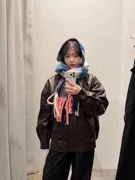 「アイテム（ライダースジャケット）」を使った、misatoさん（レディース・155cm）の秋コーディネート