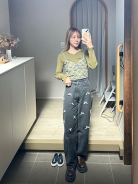 「Avail（アベイル）のアイテム（パンツ）」を使った、𝘻𝘬𝘮さん（レディース・158cm）の春コーディネート