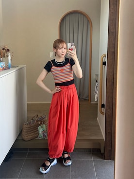 「アイテム（サンダル）」を使った、ᶻᵏⁿさん（レディース・158cm）の夏コーディネート