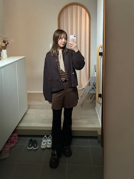 「しまむら（シマムラ）のアイテム（トップス）」を使った、𝘻𝘬𝘮さん（レディース・158cm）の春コーディネート