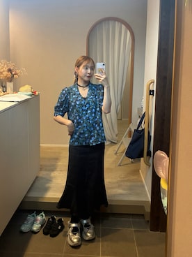 「古着のアイテム（シャツ/ブラウス、ブラック系）」を使った、𝘻𝘬𝘮さん（レディース・158cm）の夏コーディネート