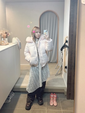 「しまむら（シマムラ）のアイテム（パンツ、ブラウン系）」を使った、𝘻𝘬𝘮さん（レディース・158cm）の冬コーディネート