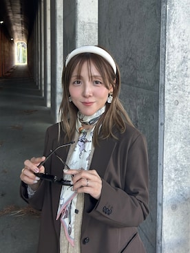 「JINS（ジンズ）のアイテム」を使った、𝘻𝘬𝘮さん（レディース・158cm）の春コーディネート