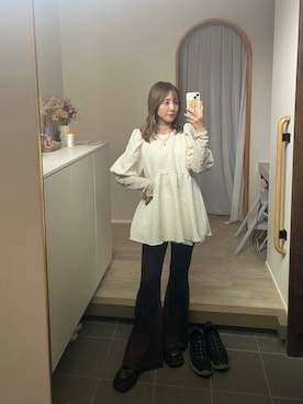 「しまむら（シマムラ）のアイテム（トップス）」を使った、𝘻𝘬𝘮さん（レディース・158cm）の春コーディネート