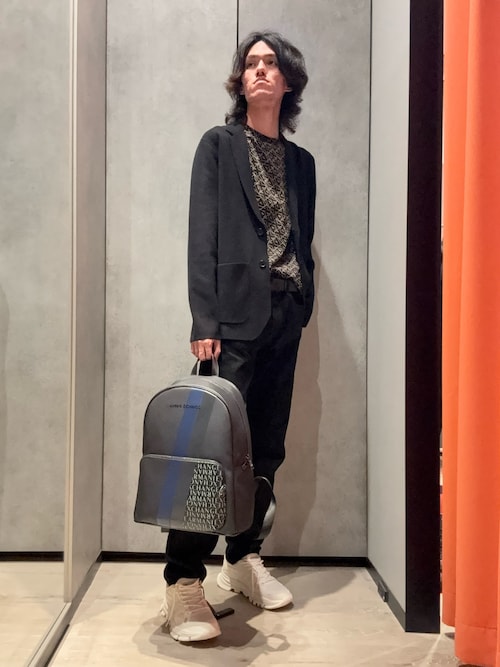 ブラックバックパック ストライプ ARMANI EXCHANGE デイバック リュック 「A|X アルマーニ