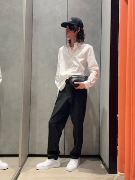 「ARMANI EXCHANGE（アルマーニエクスチェンジ）の【A|X アルマーニ エクスチェンジ】NL ストラス シャツ/SLIM（シャツ/ブラウス）」を使った、mochimochi.Hさん（メンズ・183cm）の秋コーディネート