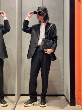 「ARMANI EXCHANGE（アルマーニエクスチェンジ）の【A|X アルマーニ エクスチェンジ】NL ストラス シャツ/SLIM（シャツ/ブラウス）」を使った、mochimochi.Hさん（メンズ・183cm）の秋コーディネート