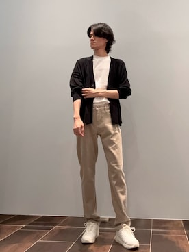 「ARMANI EXCHANGE（アルマーニエクスチェンジ）のアイテム（カーディガン/ボレロ）」を使った、mochimochi.Hさん（メンズ・184cm）の秋コーディネート