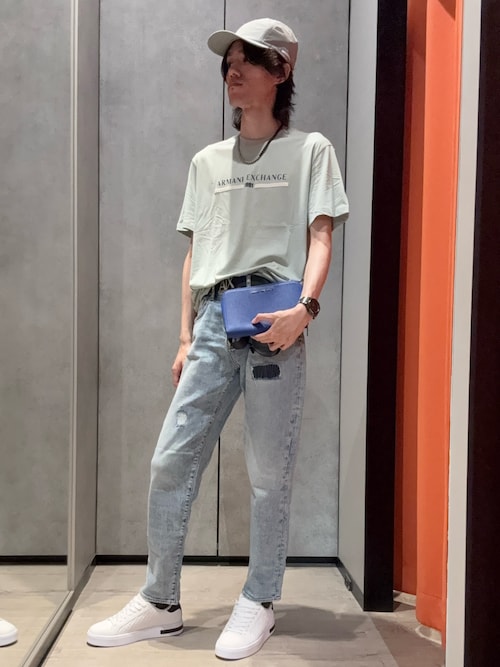 A/X Armani Exchange ロゴ 半袖 Tシャツ グレー 関＊送込 A|X アルマーニ エクスチェンジ】AXロゴ 半袖クルーネックT