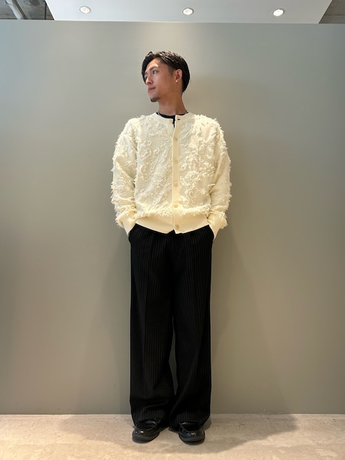 完売フリンジジャカードクルーカーディガンLOVELESS