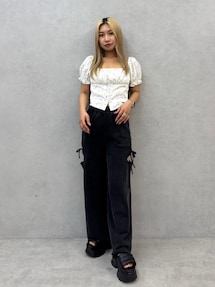 EMODA カットリボンブリーチスウェットパンツ セール】カットリボンブリーチスウェットパンツ（スウェット