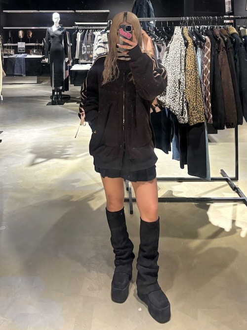 EMODA ラインオーバーフリースブルゾン ブラウン