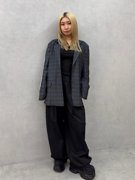 「EMODA（エモダ）のアイテム（ジャケット/アウター）」を使った、本田祐美絵さん（レディース・154cm）の春コーディネート