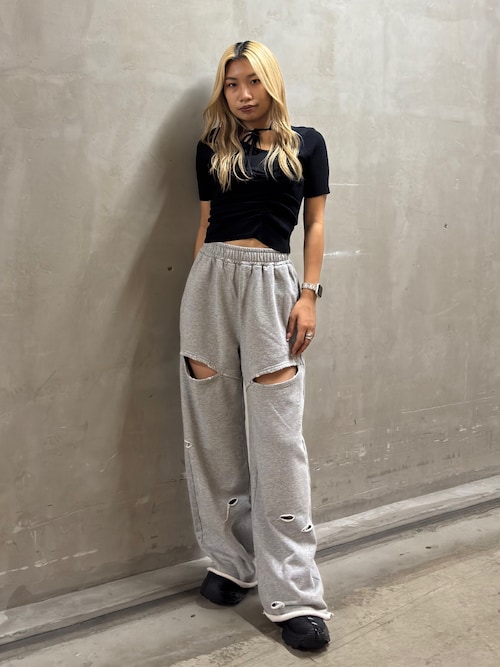 ホールクラッシュスウェットパンツ（スウェットパンツ）｜EMODA