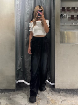 「EMODA（エモダ）のアイテム（その他パンツ）」を使った、本田祐美絵さん（レディース・154cm）の夏コーディネート