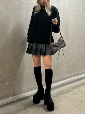 「EMODA」｜「アイテム（スウェット）」を使った、本田祐美絵さん（レディース・154cm）の秋コーディネート