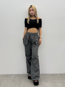 「EMODA（エモダ）のアイテム（サンダル）」を使った、本田祐美絵さん（レディース・154cm）の夏コーディネート