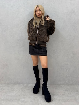「EMODA（エモダ）のバルキープランプフィットブーツ（ブーツ）」を使った、本田祐美絵さん（レディース・154cm）の秋コーディネート