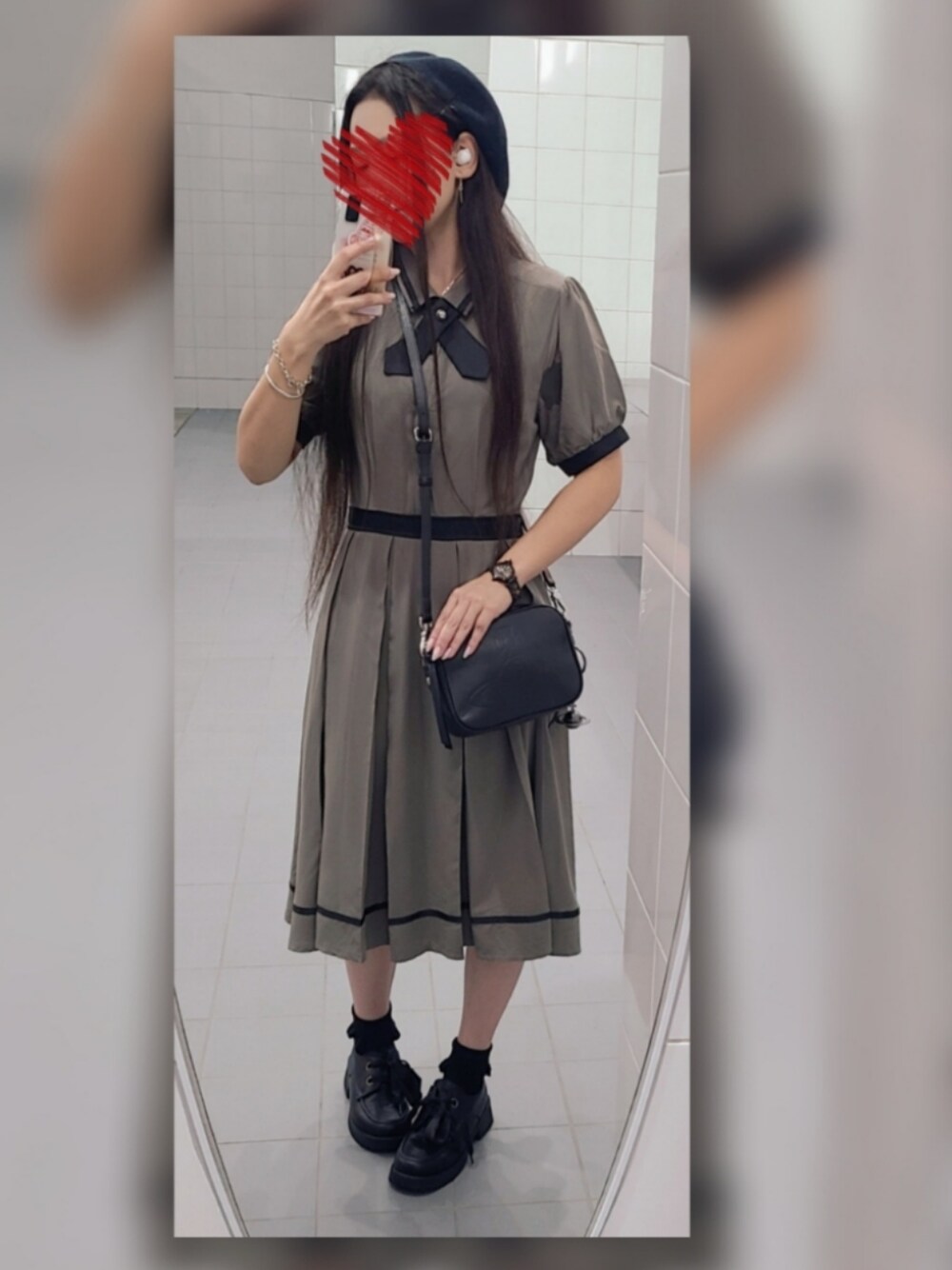 「Vivienne Westwood、axes femme」｜「axes femmeのクロスタイ付ワンピース（ワンピース、グリーン系）」を使った、ぺい ʕ๑•🐽•๑ʔ💜‪さん（レディース・150cm）の春コーディネートの1枚目の写真