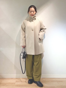 「アイテム（ステンカラーコート）」を使った、TOYODAさん（レディース・163cm）の冬コーディネート